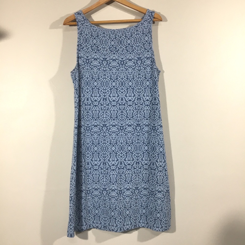 Eddie Bauer Women XL Blue Ikat Print Sleeveless Cowl Neck Midi Dress Outdoor - Picture 2 of 4